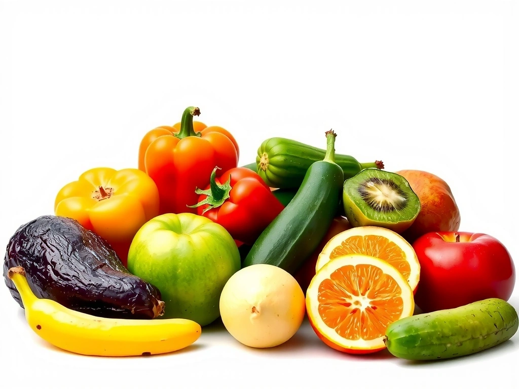 Imagine serena cu fructe și legume colorate, reprezentând surse naturale de vitamine